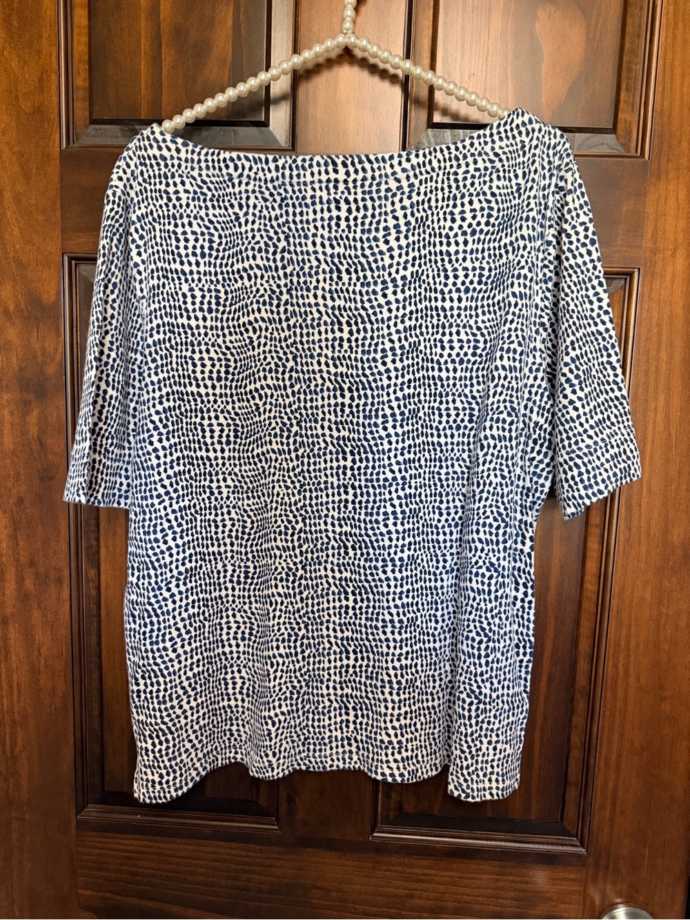 Chico's Navy and White Dot Short Sleeve Top - Picture 3 of 4